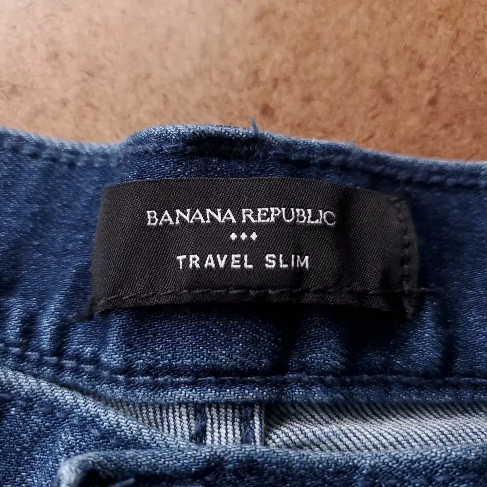 Banana Republic Jeans Men 31x30 Blue Travel Slim Stretch Smart Casual Denim